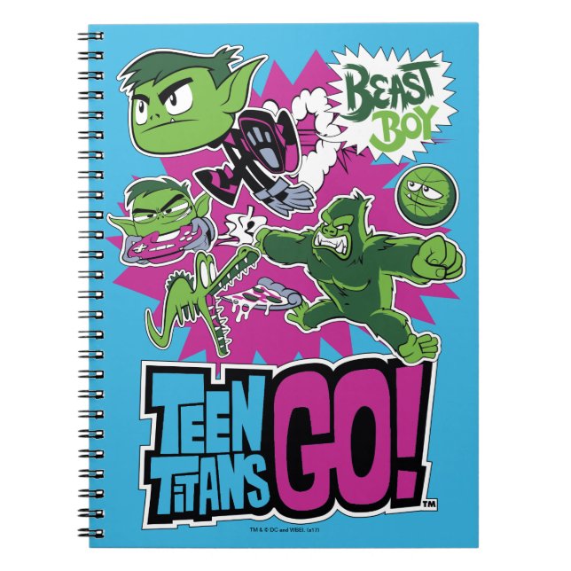 Caderno Espiral Teen Titans Go! | Manchas de animais (Frente)