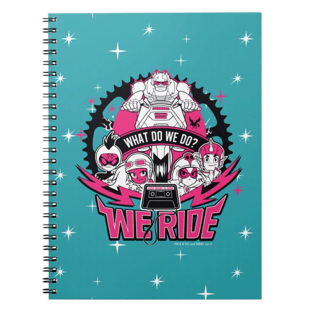Caderno Espiral Teen Titans Go! | "Nós Andamos" Gráfico Moto Retro (Frente)
