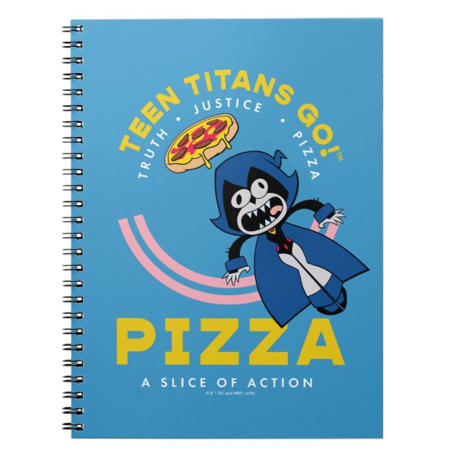 Caderno Espiral Teen Titans Go! Raven "Truth Justice Pizza" (Frente)