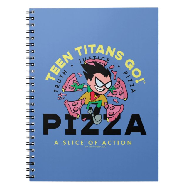 Caderno Espiral Teen Titans Go! Robin "Truth Justice Pizza" (Frente)