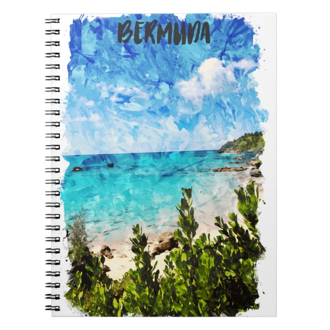 Caderno Espiral Tela Tropical Mínima das Ilhas Bermudas Caribes (Frente)