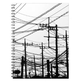 Caderno Espiral Telefone Antigo e Linhas de Energia