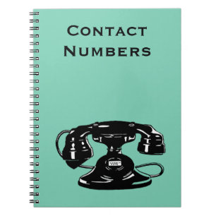 Caderno Espiral Telefone de seletor preto antiquado