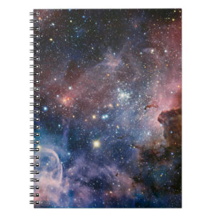 Caderno Espiral Telescópio do Hubble da Nebulosa Vermelha e Azul