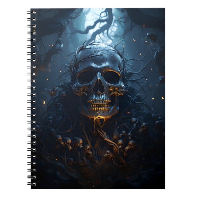 Caderno Espiral Tema Crânio Incrível Crânio Assustador do Hallowee (Frente)