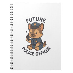 Caderno Espiral Tema de Cão Bonito Futuro Oficial de Polícia