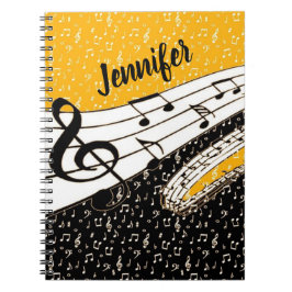 Caderno Espiral Tema de música Dourada personalizada