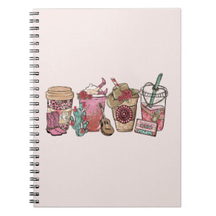 Caderno Espiral Tema do Café Lover Western Cowboy