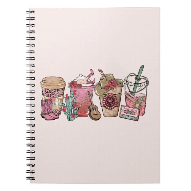 Caderno Espiral Tema do Café Lover Western Cowboy (Frente)
