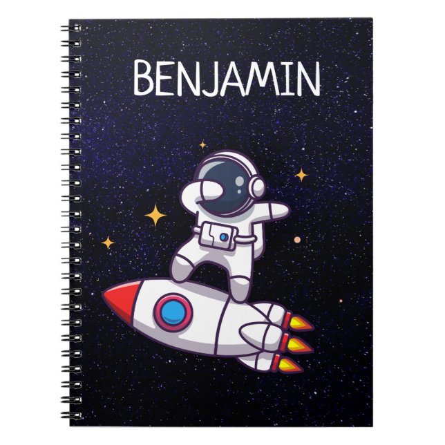 Caderno Espiral Tema Espacial Bonito Qualquer Aniversário De Idade (Frente)