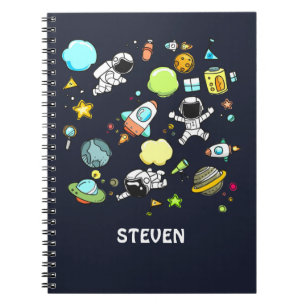 Caderno Espiral Tema legal do espaço - astronautas & navios de