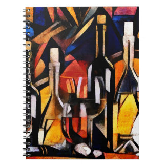 Caderno Espiral Temas do vinho Cubismo: Garrafas e Uvas