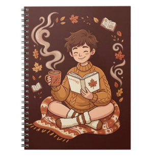Caderno Espiral Temporada Aconchegante Outono Leitor Amante de Liv