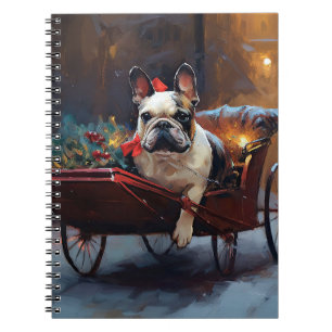 Caderno Espiral Temporada Festiva de Natal do Bulldog Francês