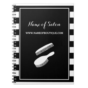 Caderno Espiral Tendência Black White Stripes Hair e Beauty Salon