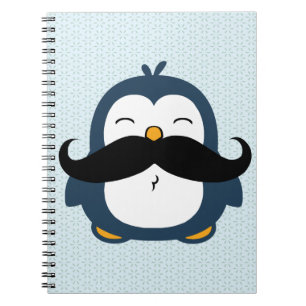 Caderno Espiral Tendência do bigode do pinguim