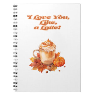 Caderno Espiral Tendência "Eu te amo, tipo, um latte"