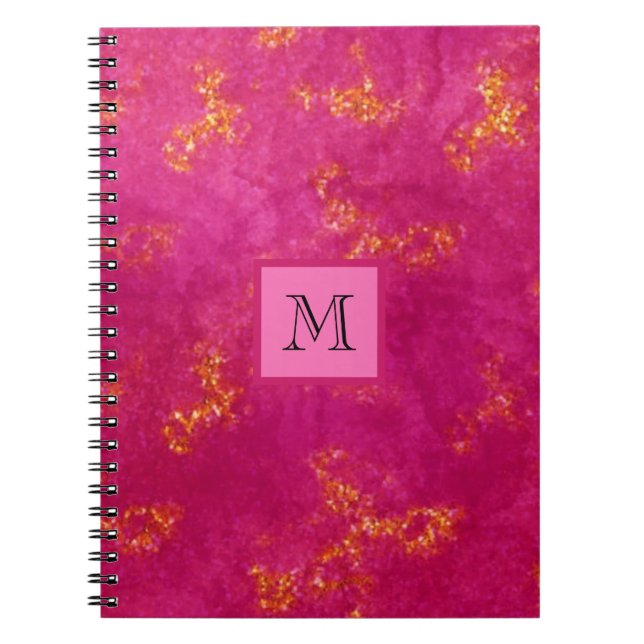 Caderno Espiral Tendência inicial do padrão feminino de monograma  (Frente)