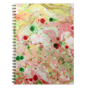 Caderno Espiral Tendência Moderna Abstrato Rosa Vermelho Amarelo V