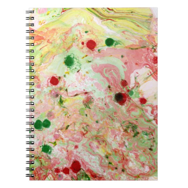 Caderno Espiral Tendência Moderna Abstrato Rosa Vermelho Amarelo V (Frente)