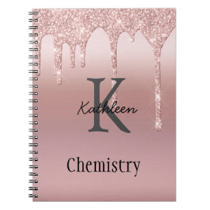 Caderno Espiral Tendência Rosa Cinzenta com Glitter Leve Dourada 