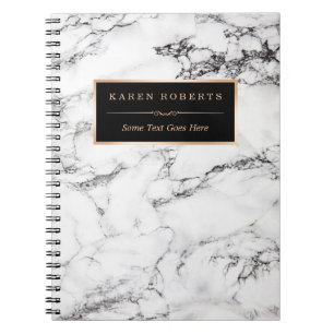 Caderno Espiral Tendência White Marble Stone Texture Modern Look