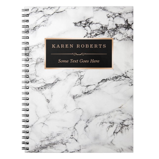 Caderno Espiral Tendência White Marble Stone Texture Modern Look (Frente)