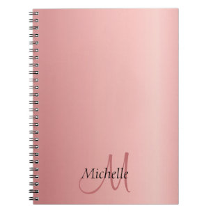 Caderno Espiral Tendy Rosa Dourado Elegant Monograma Moderno