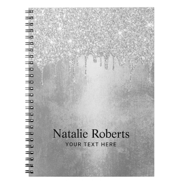 Caderno Espiral Tendy Silver Glitter Drives Textura de alumínio (Frente)