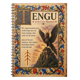 Caderno Espiral Tengu, Arte de Bestiário Medieval