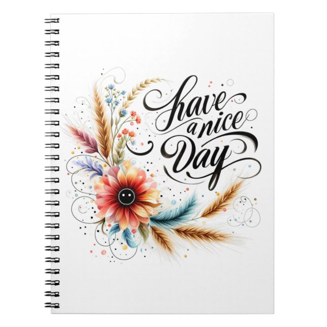 Caderno Espiral Tenha um belo dia floral (Frente)