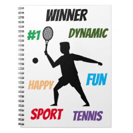 Caderno Espiral Ténis jogador divertido