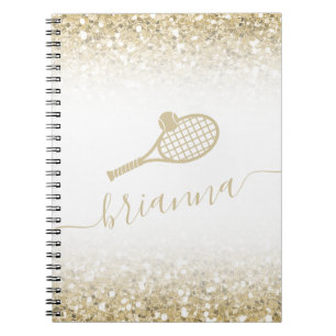 Caderno Espiral Tênis personalizado com brilho Dourado
