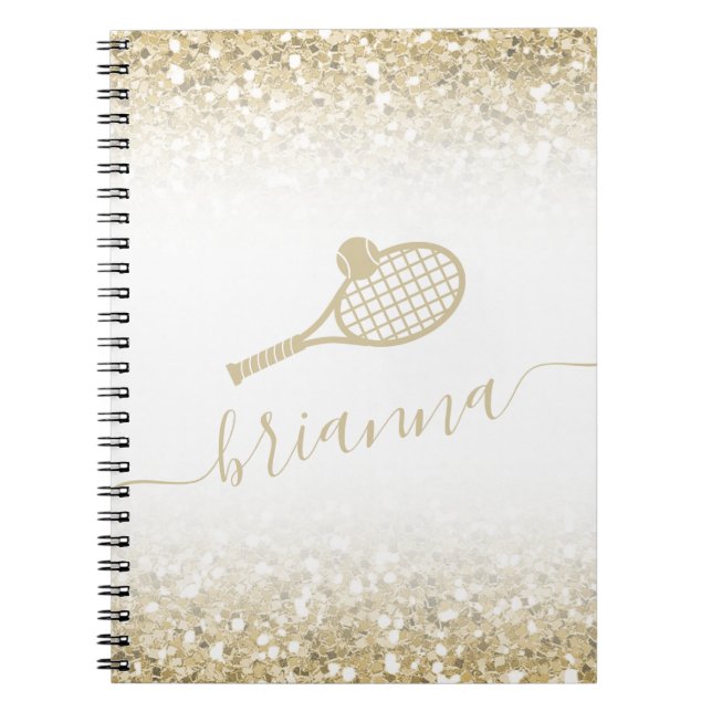 Caderno Espiral Tênis personalizado com brilho Dourado (Frente)