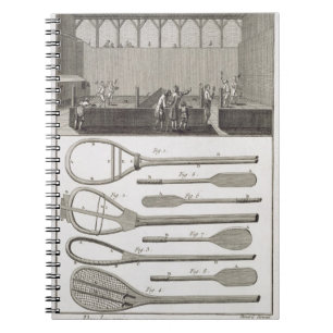 Caderno Espiral Tênis real e a construção das raquetes, de