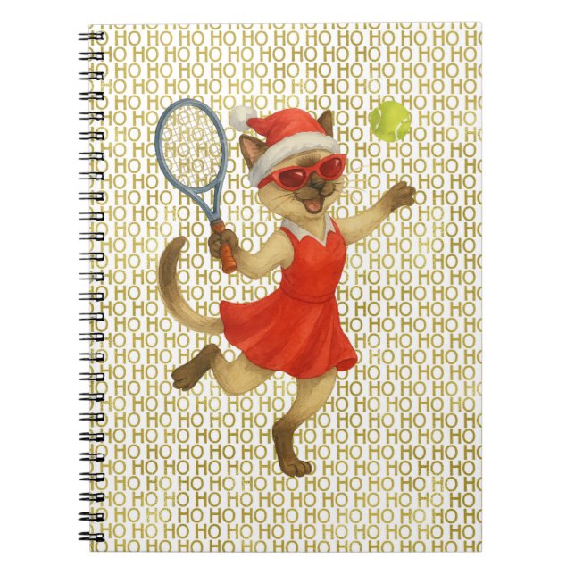 Caderno Espiral Tennis Christmas themed for Cat Lovers  (Frente)