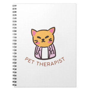 Caderno Espiral Terapeuta de Estimação Gato Fofo Design de Desenho