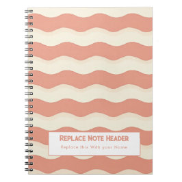 Caderno Espiral Terra Cota Personalizada e Padrão de Onda Branco 