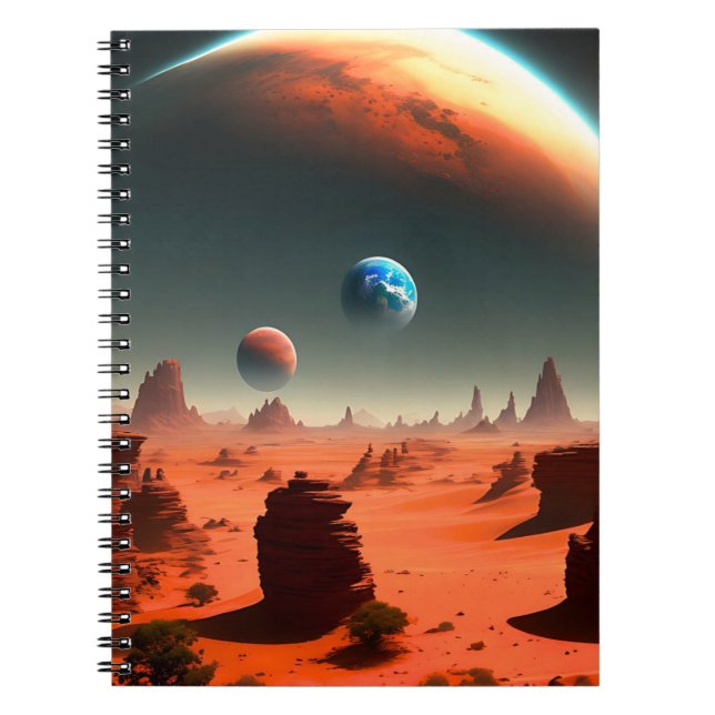 Caderno Espiral Terra Este É Marte Chamando Notebook (Frente)