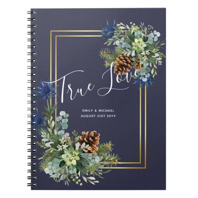 Caderno Espiral Terra Maravilhosa do Casamento Eucalyptus Blue de  (Frente)
