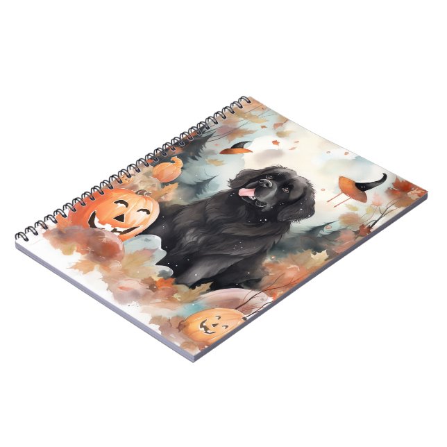 Caderno Espiral Terra Nova do Halloween com Pumpkins assustado (Left Side)