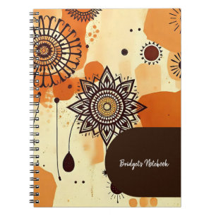 Caderno Espiral Terra Quente do outono Russo de Mandala