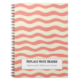 Caderno Espiral Terracota Personalizada e Padrão de Onda Creme 