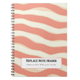 Caderno Espiral Terracota Personalizada e Padrão de Onda em Creme 