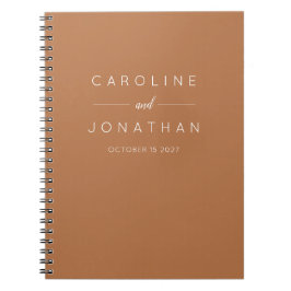 Caderno Espiral Terracotta de Casamento Personalizado Moderno Mini