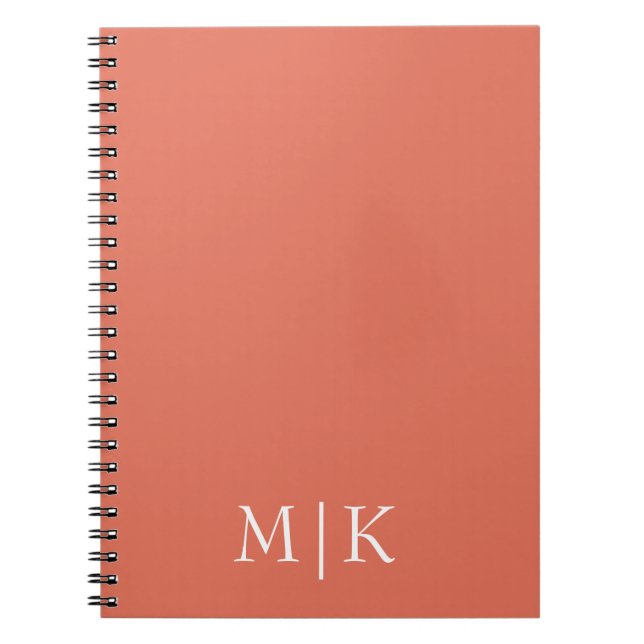 Caderno Espiral Terracotta e White | Monograma moderno (Frente)