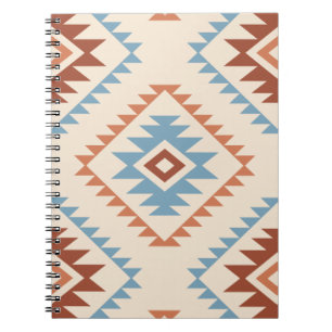 Caderno Espiral Terracottas azuis de Crm do teste padrão asteca d