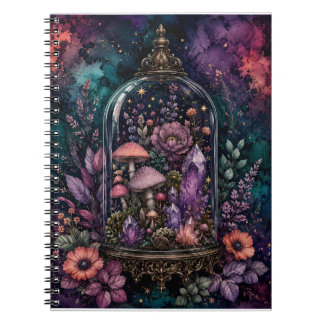 Caderno Espiral Terrário Mágico Cristal e Cogumelo Whimsigoth