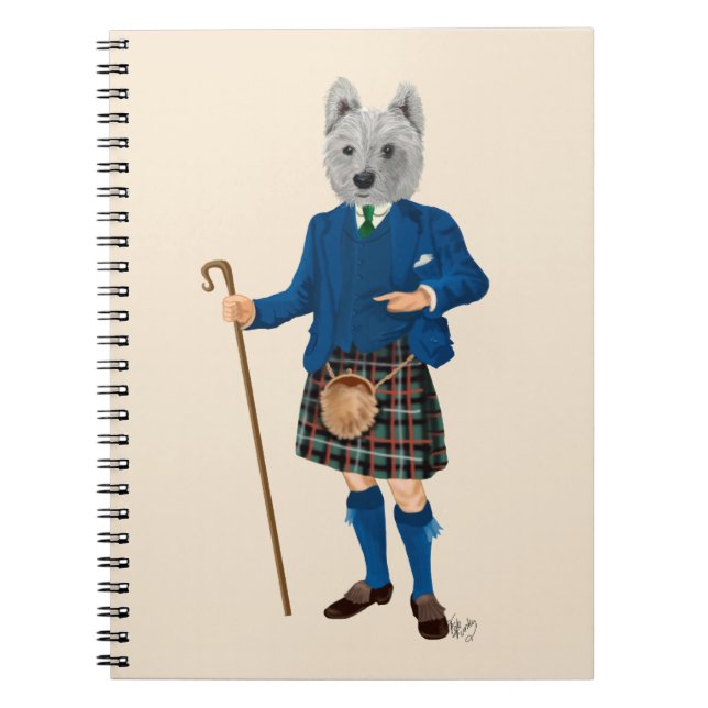 Caderno Espiral Terrier da West Highland em Kilt 2 (Frente)