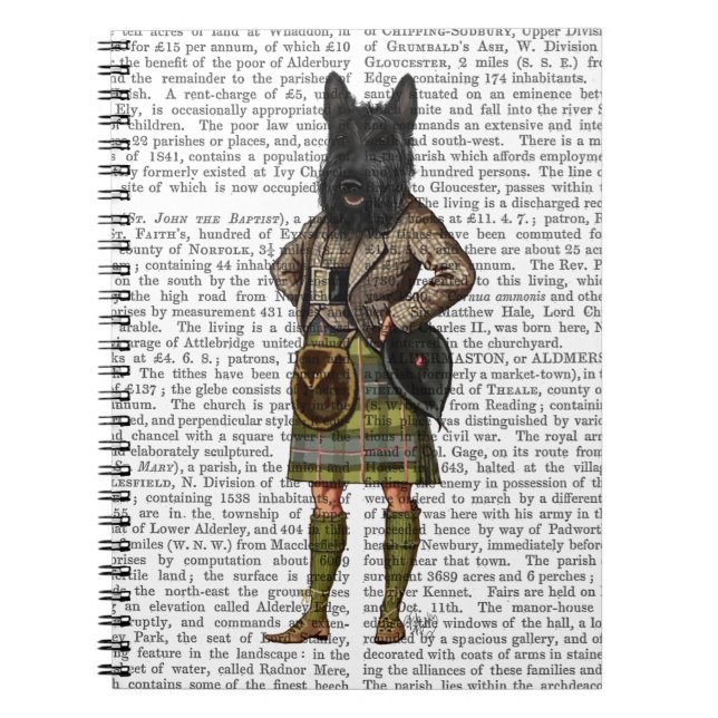 Caderno Espiral Terrier escocês em kilt (Frente)